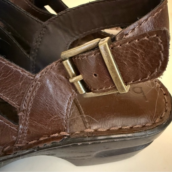 boc Women's Woven Mule Adjustable Strap Size 8 Brown Faux Leather with Buckle - Picture 8 of 13